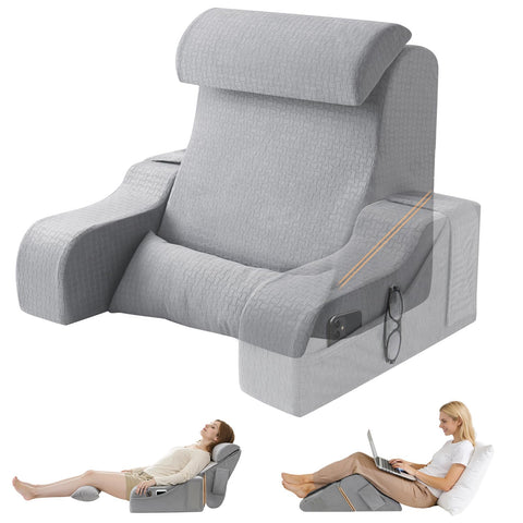 ESUERDO reading pillow folded setup supports better posture during bed reading.