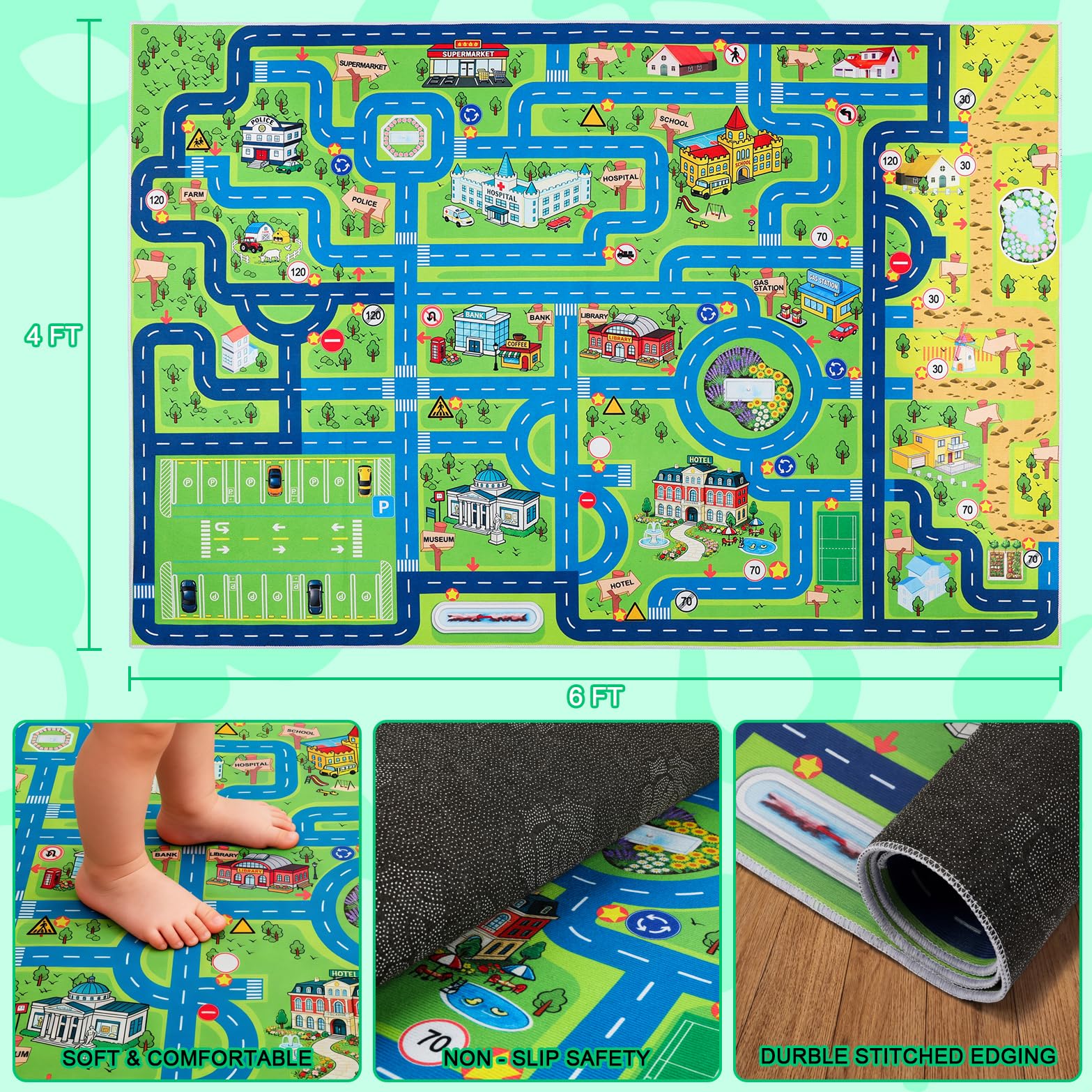 Esup 4x6 rug suitable for indoor-outdoor use in versatile spaces