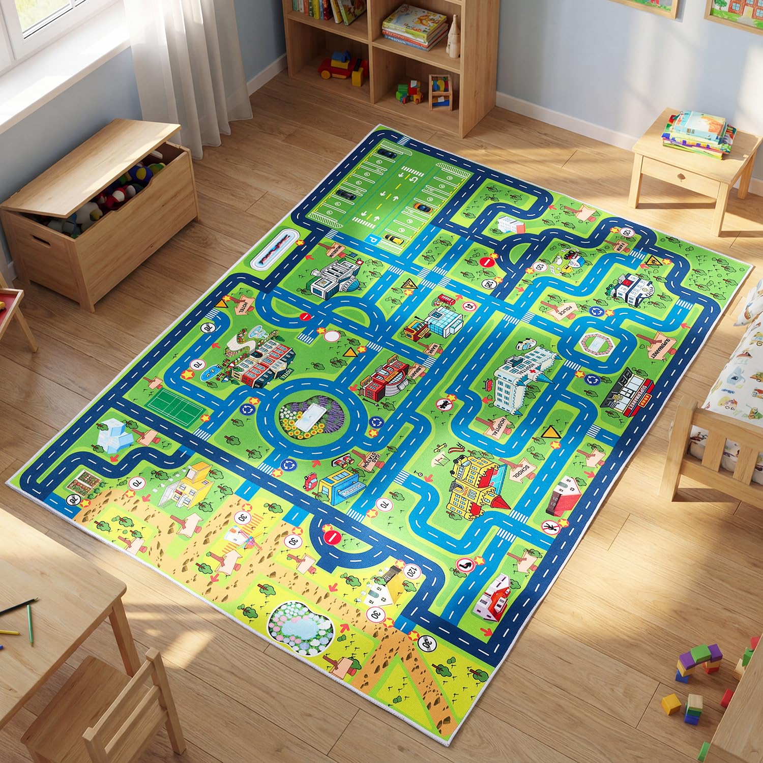 Esup 4x6 rug provides a spacious play area for multiple children