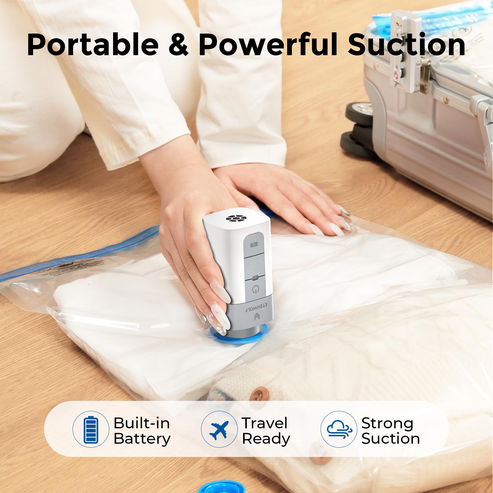 ETENWOLF double-zipper seal provides secure closure and reuse-friendly design.