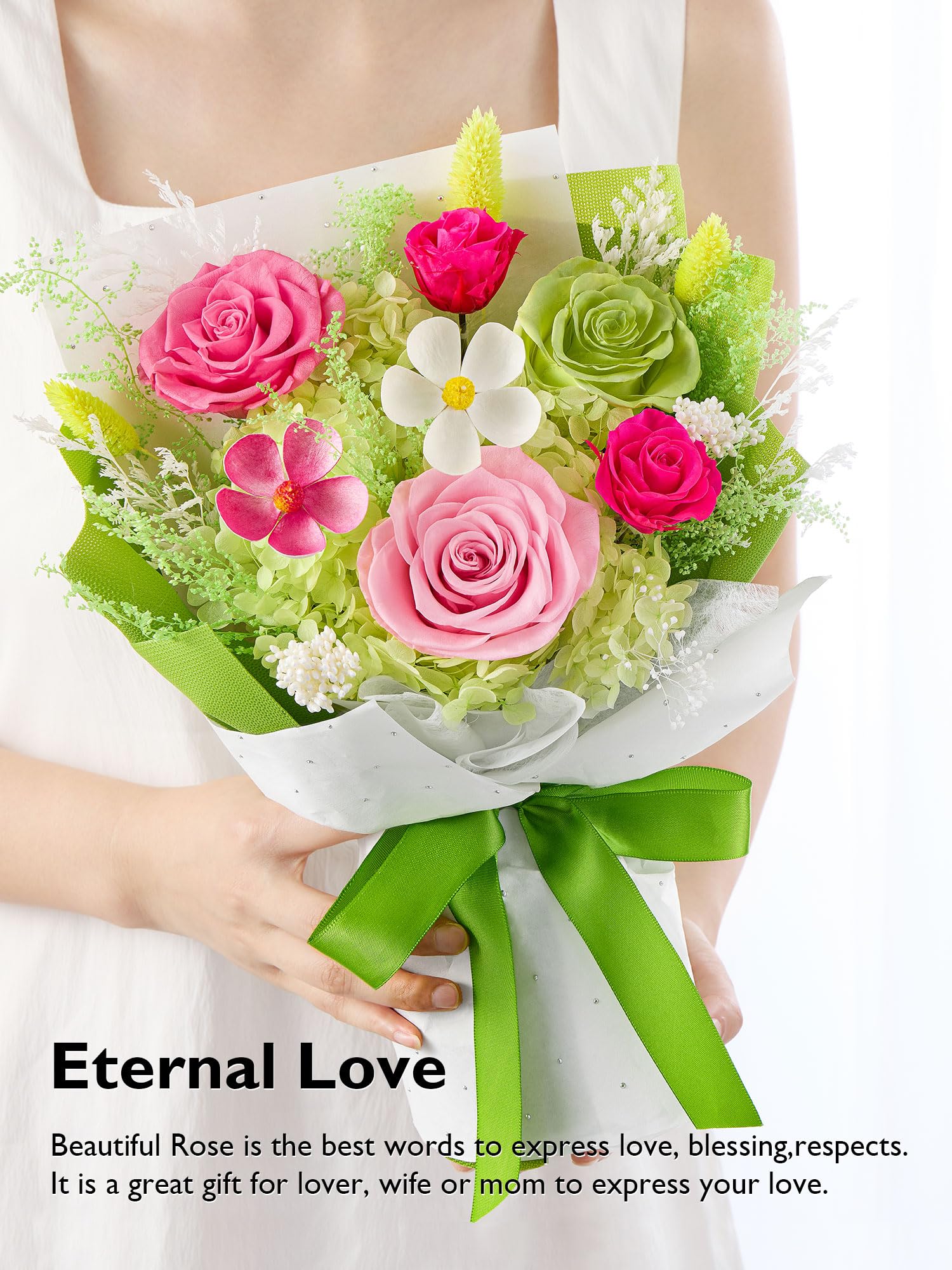 Handcrafted five-rose bouquet with hydrangeas for elegant gifting.