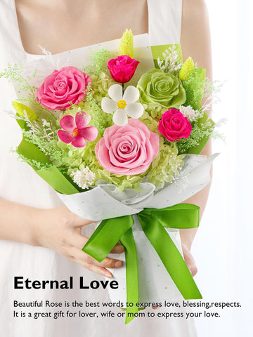Handcrafted five-rose bouquet with hydrangeas for elegant gifting.
