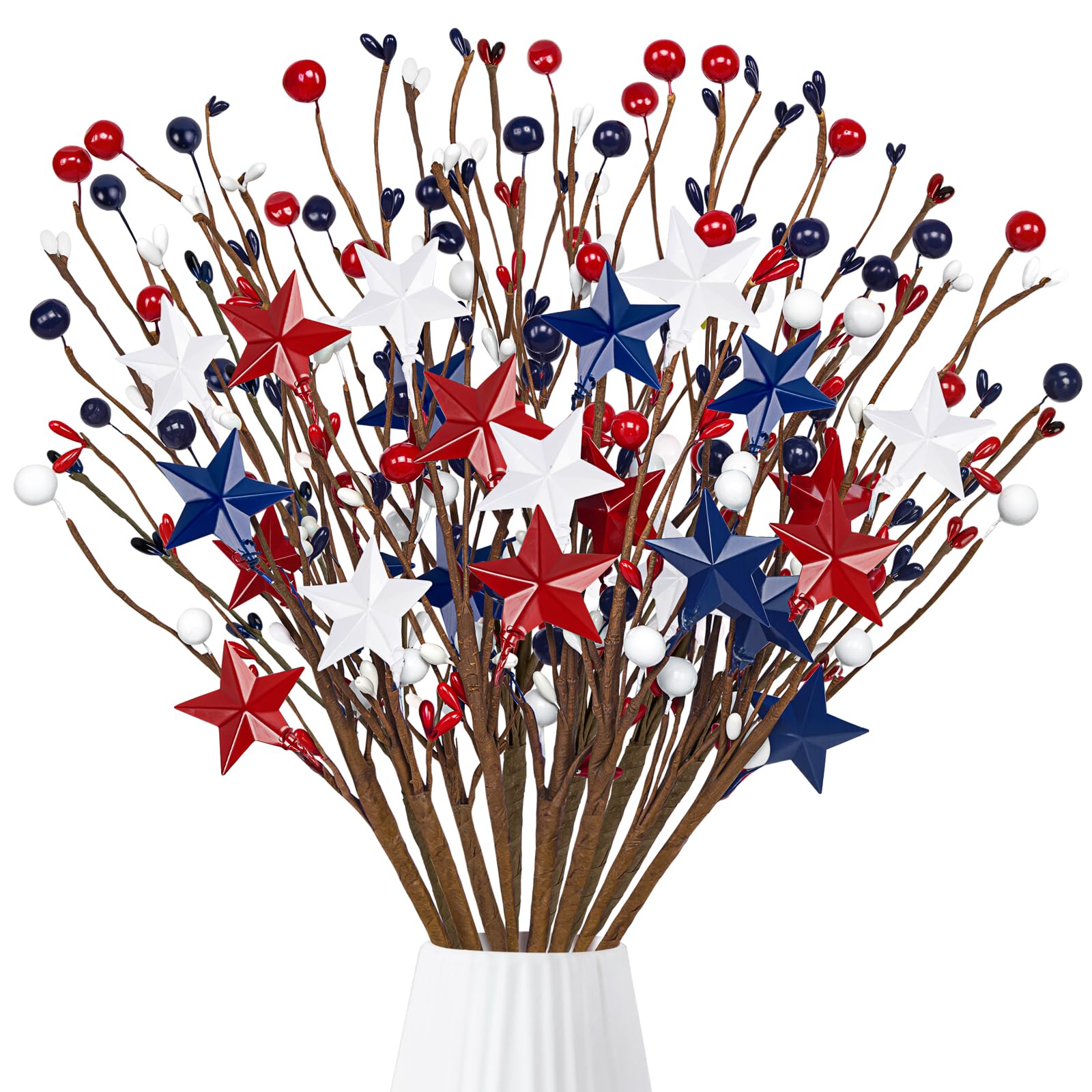 Eternity Sky patriotic berry stems add festive color to vases.