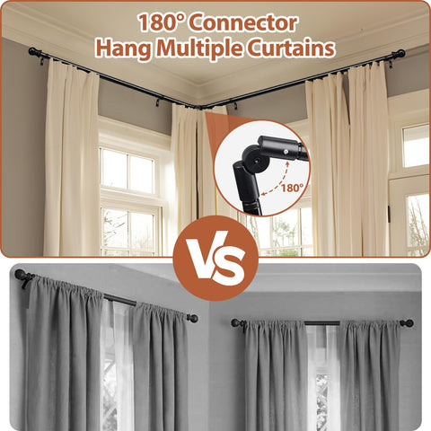 ETICSIPA corner curtain rod in use in the living room offers a clean drape and efficient space.
