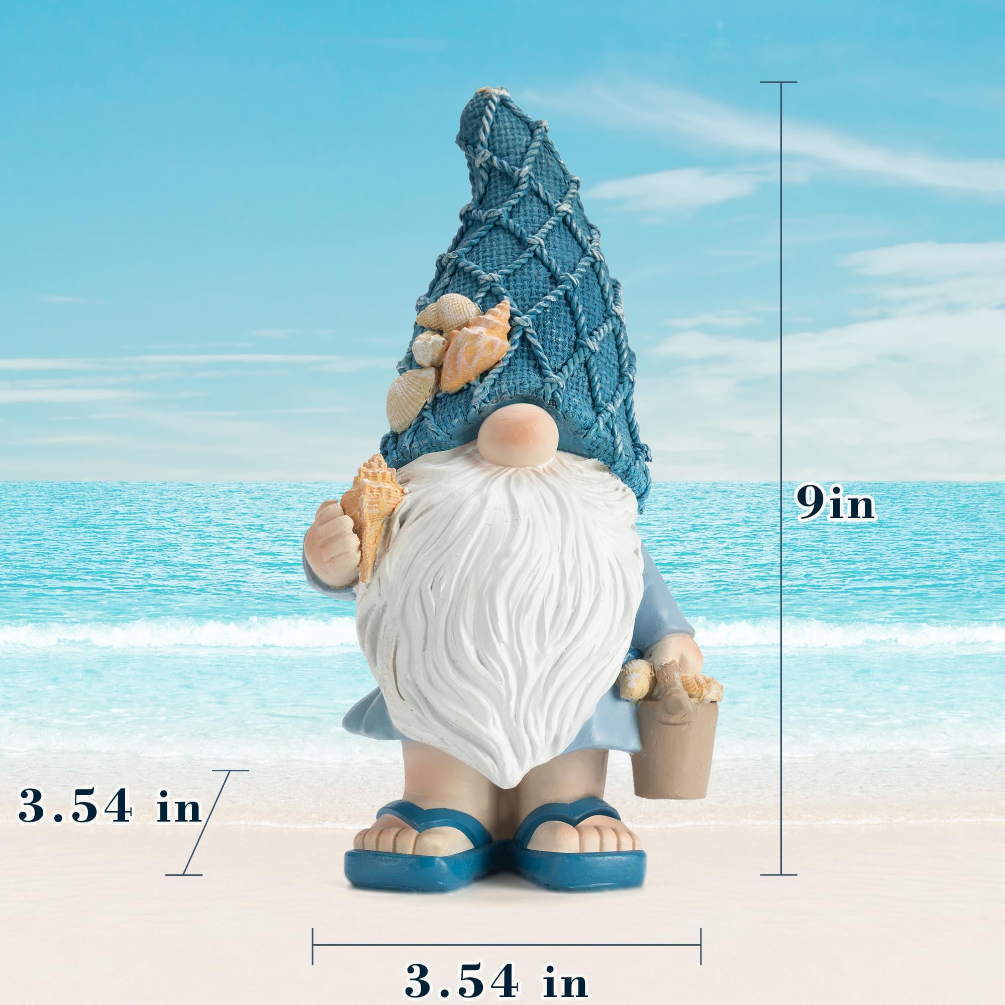 Etlemonde Ocean Gnome displaying shells, a charming nautical accent for patios.