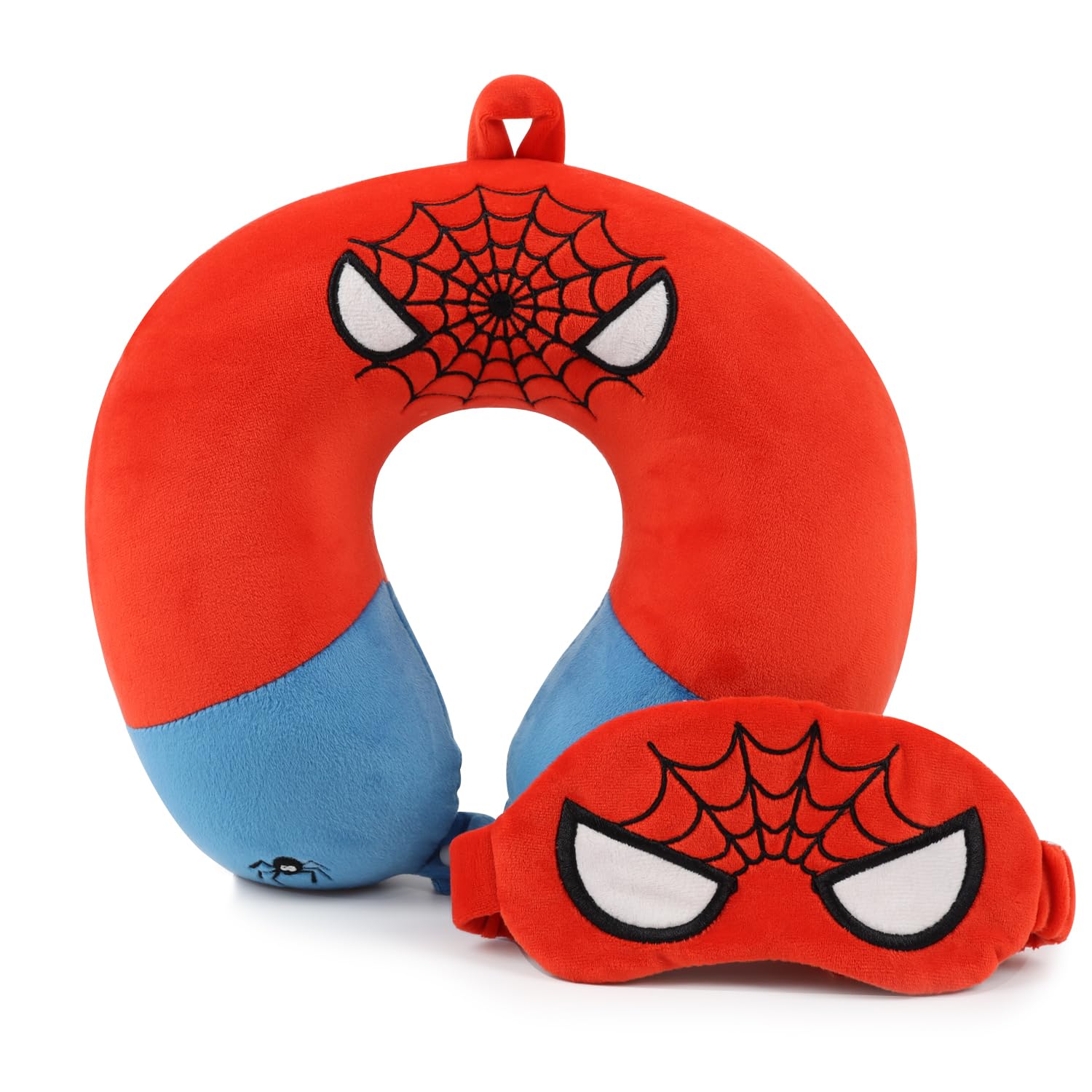 ETOILESEA superhero travel pillow closeup with plush memory foam for neck comfort on flights.