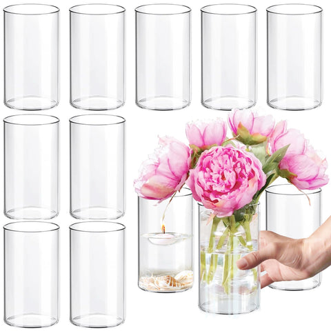 Etolies 12-pack glass cylinder vases ideal for wedding centerpieces and events