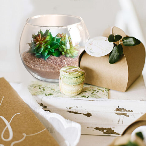 Etolies clear glass bowls double as dessert trays and drinks.