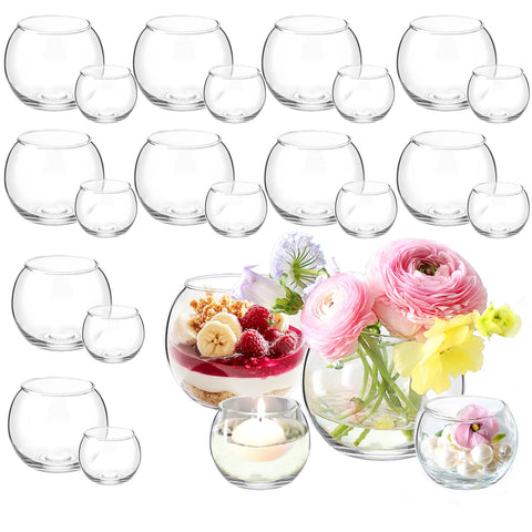 Etolies globe vase bubble set for elegant 4x3 inch bud centerpieces.