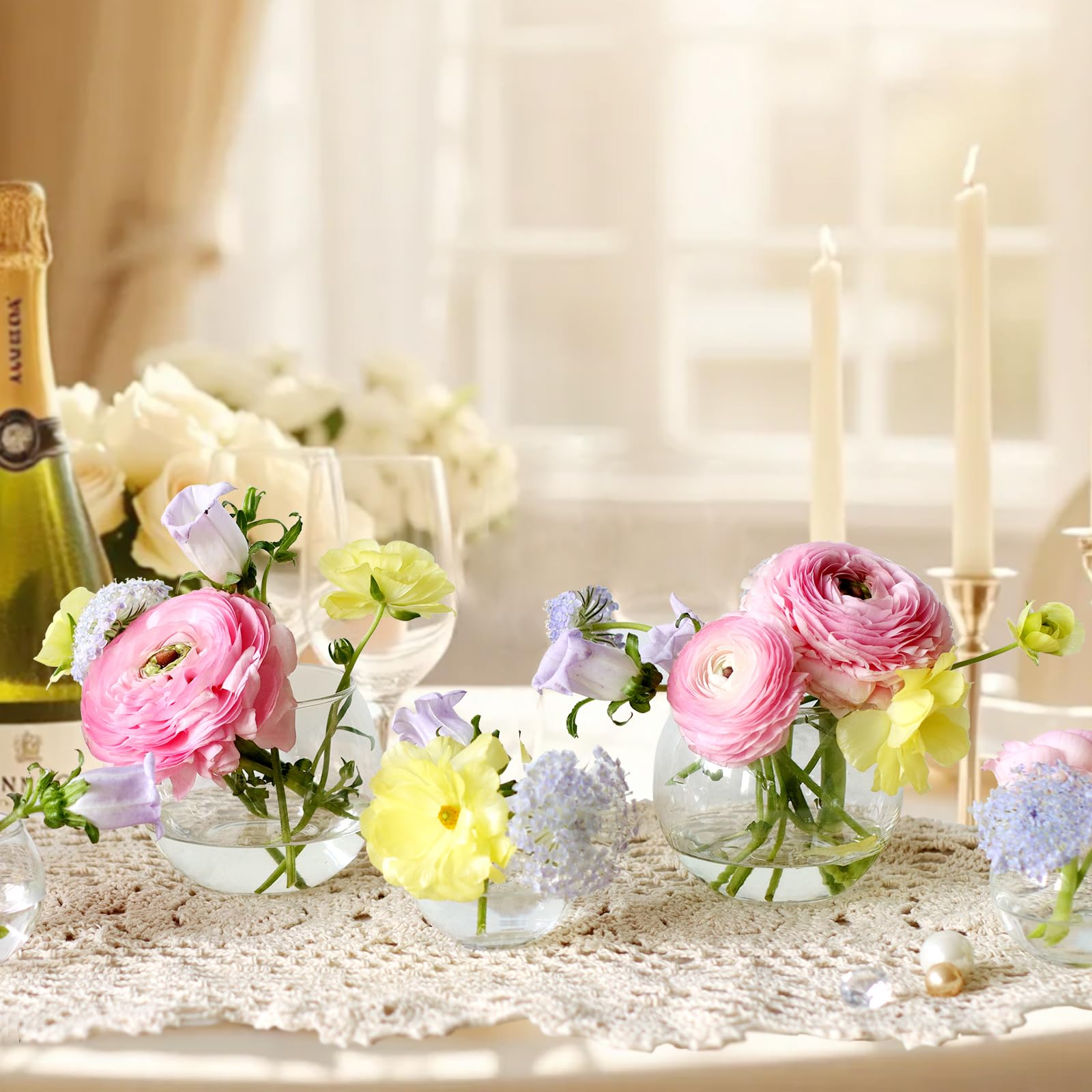 Etolies wedding table decor glass enhances centerpieces with subtle sparkle.