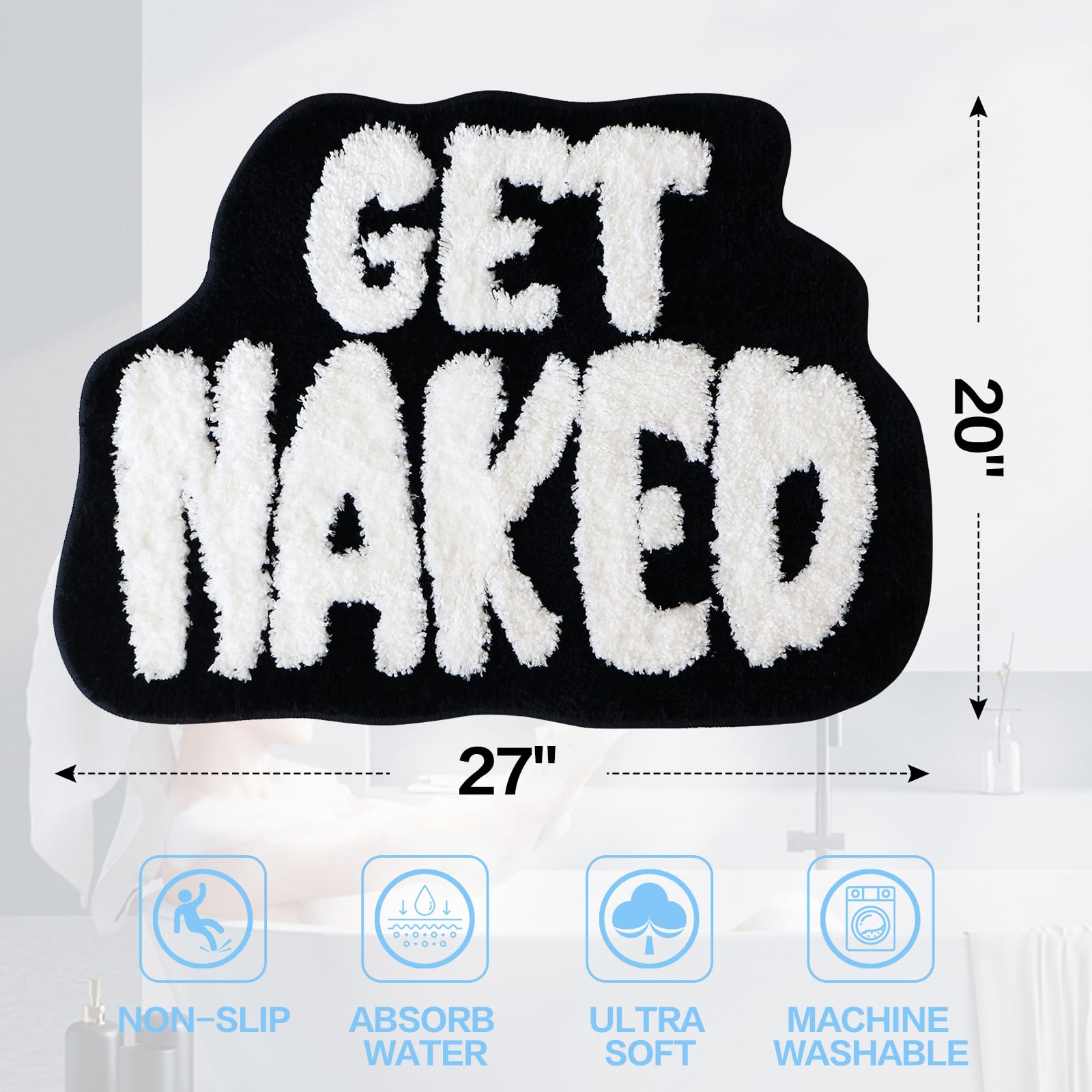Etomiel Get Naked bath mat suits shower and tub for dry floors.