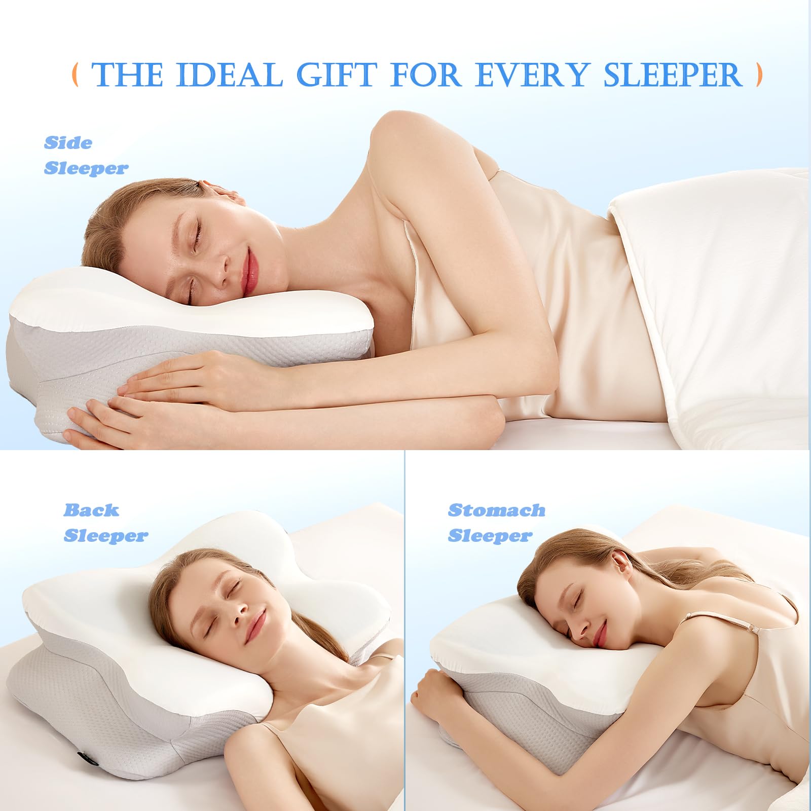 EUCIOR cooling gel pillow side profile ideal for side sleepers