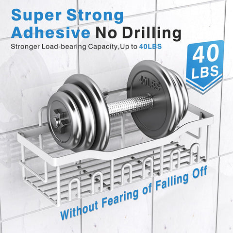 EUDELE shower caddies with 40-pound weight capacity for secure storage.