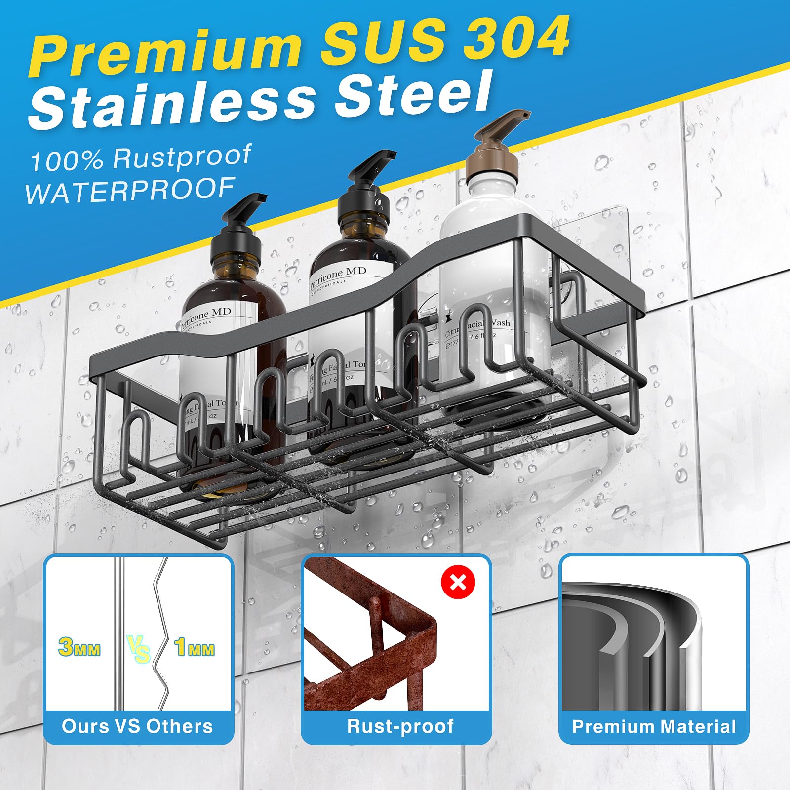 EUDELE 40 lb capacity shelves securely hold bottles and tools.