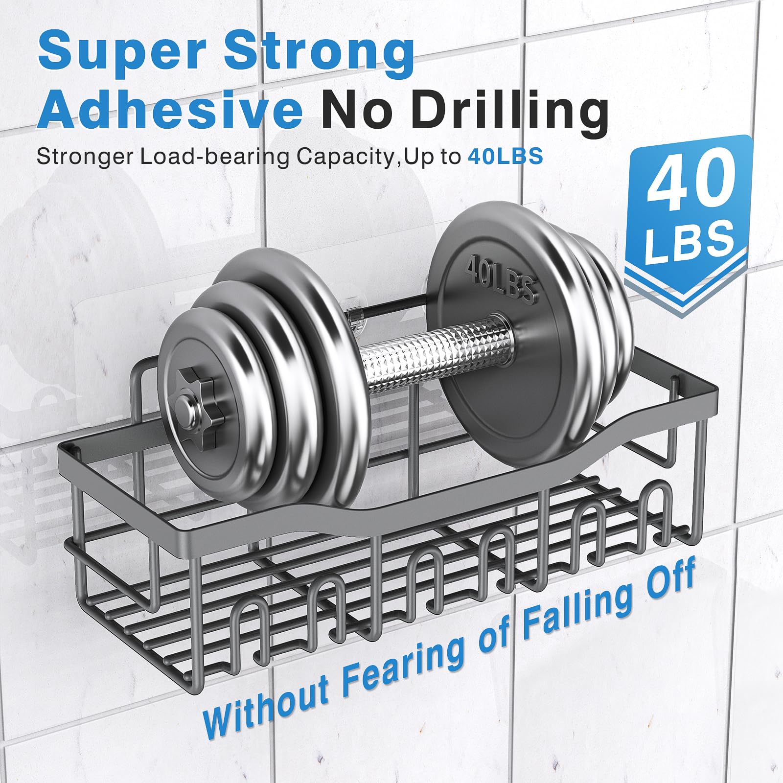 EUDELE hollow-design stainless steel shelves promote ventilation and drainage in shower.