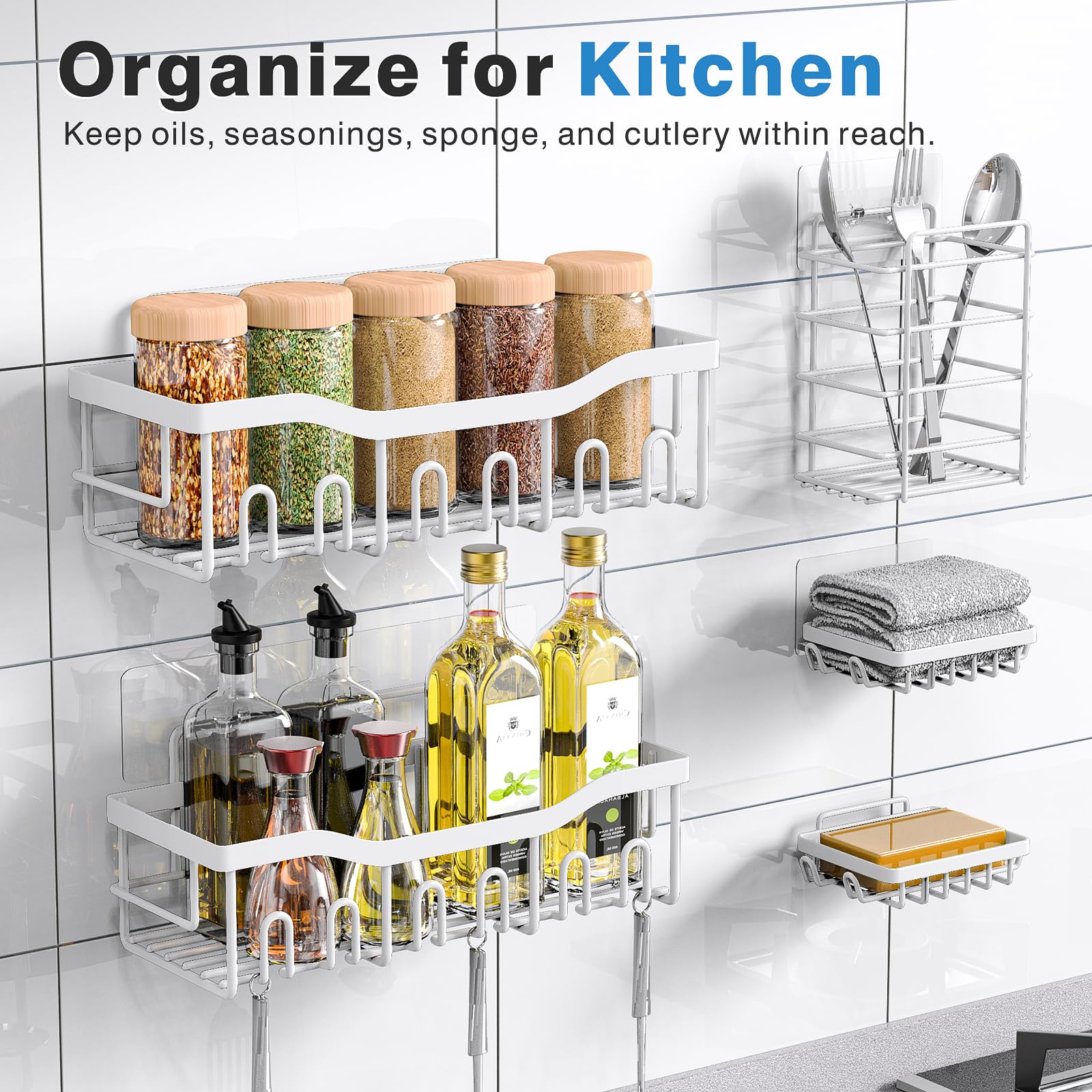 EUDELE large-capacity organizers ideal for bathroom and kitchen use.