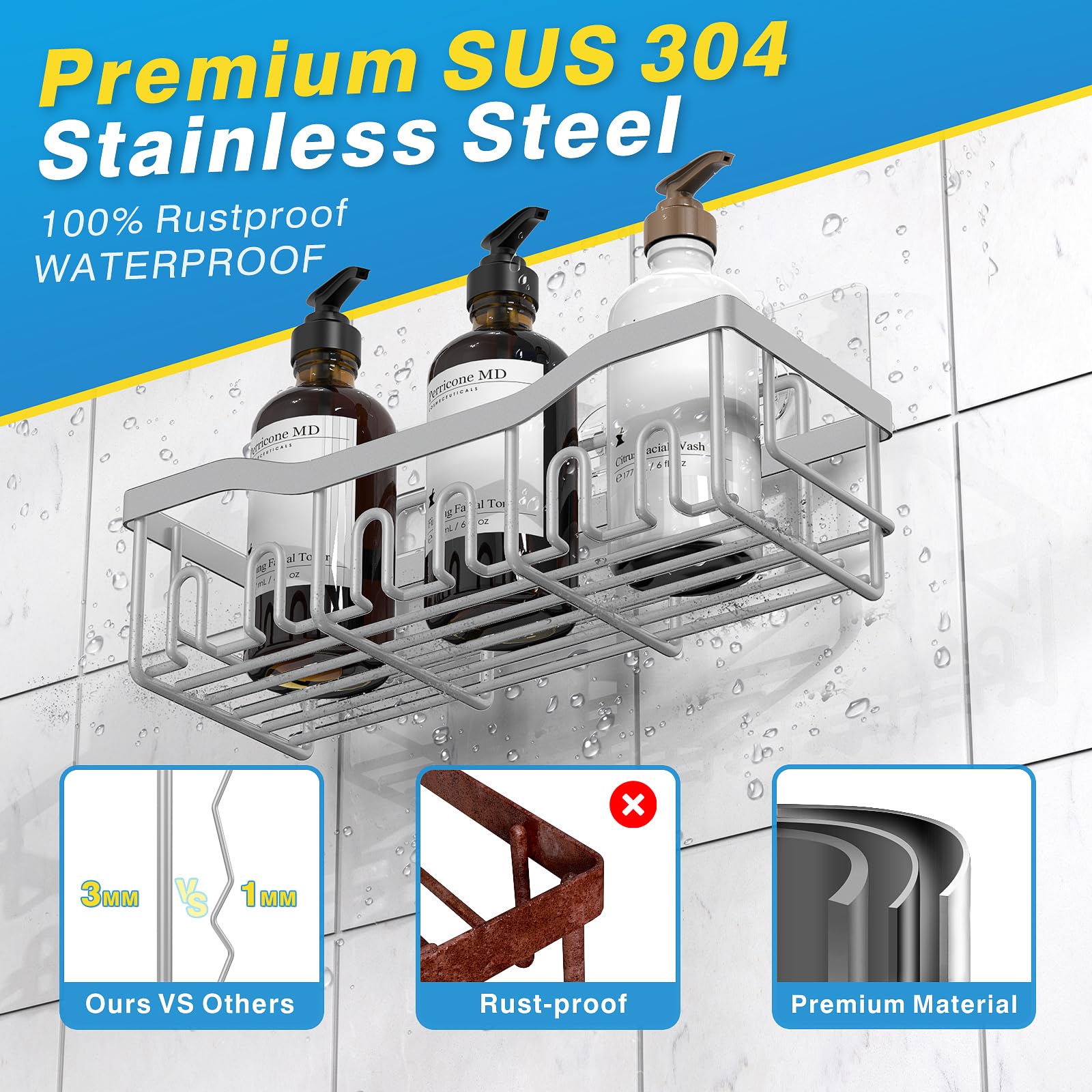 EUDELE no-drill installation on smooth surfaces without wall damage.