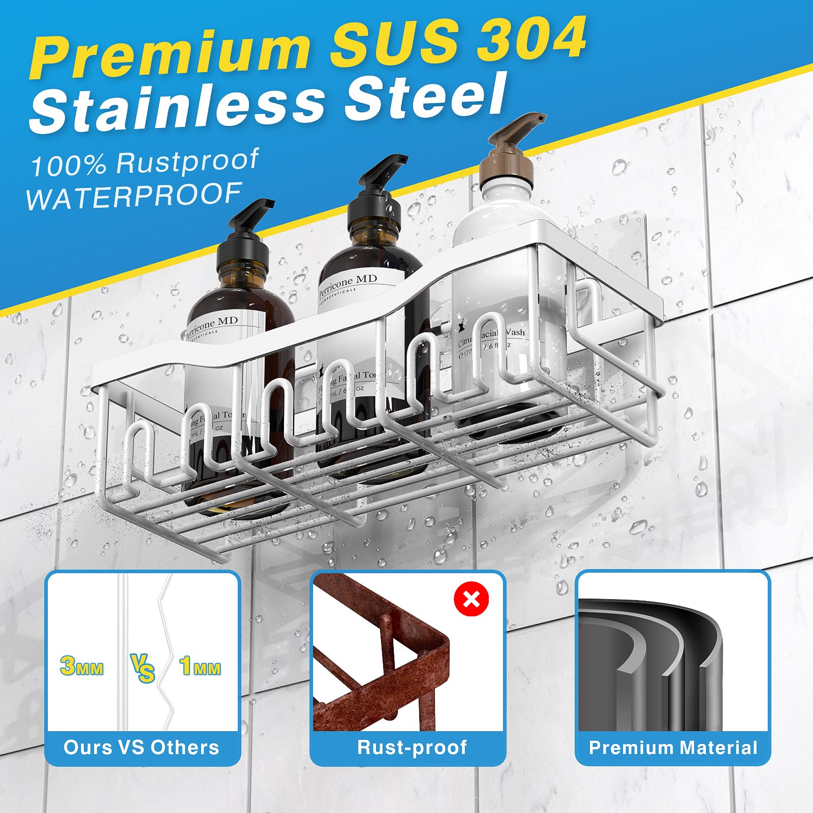 EUDELE no-drill wall mounting with adhesive for smooth surfaces.
