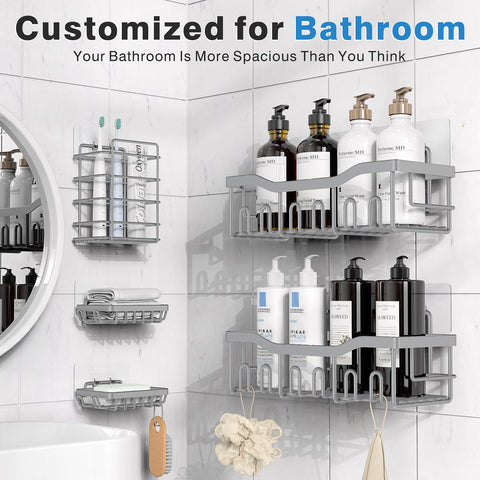 EUDELE rustproof stainless steel shower shelves for durable organization.