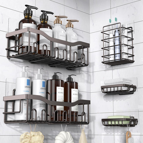 EUDELE shower caddy five-piece mounted for organized bathroom storage