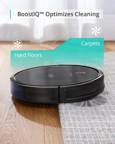 eufy BoostIQ RoboVac 11S MAX cleaning on hard floors with adaptive suction.