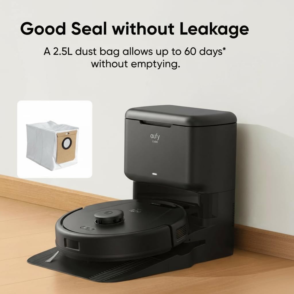 Eufy dust bags demonstrate easy replacement using guiding slots for L60/L50.