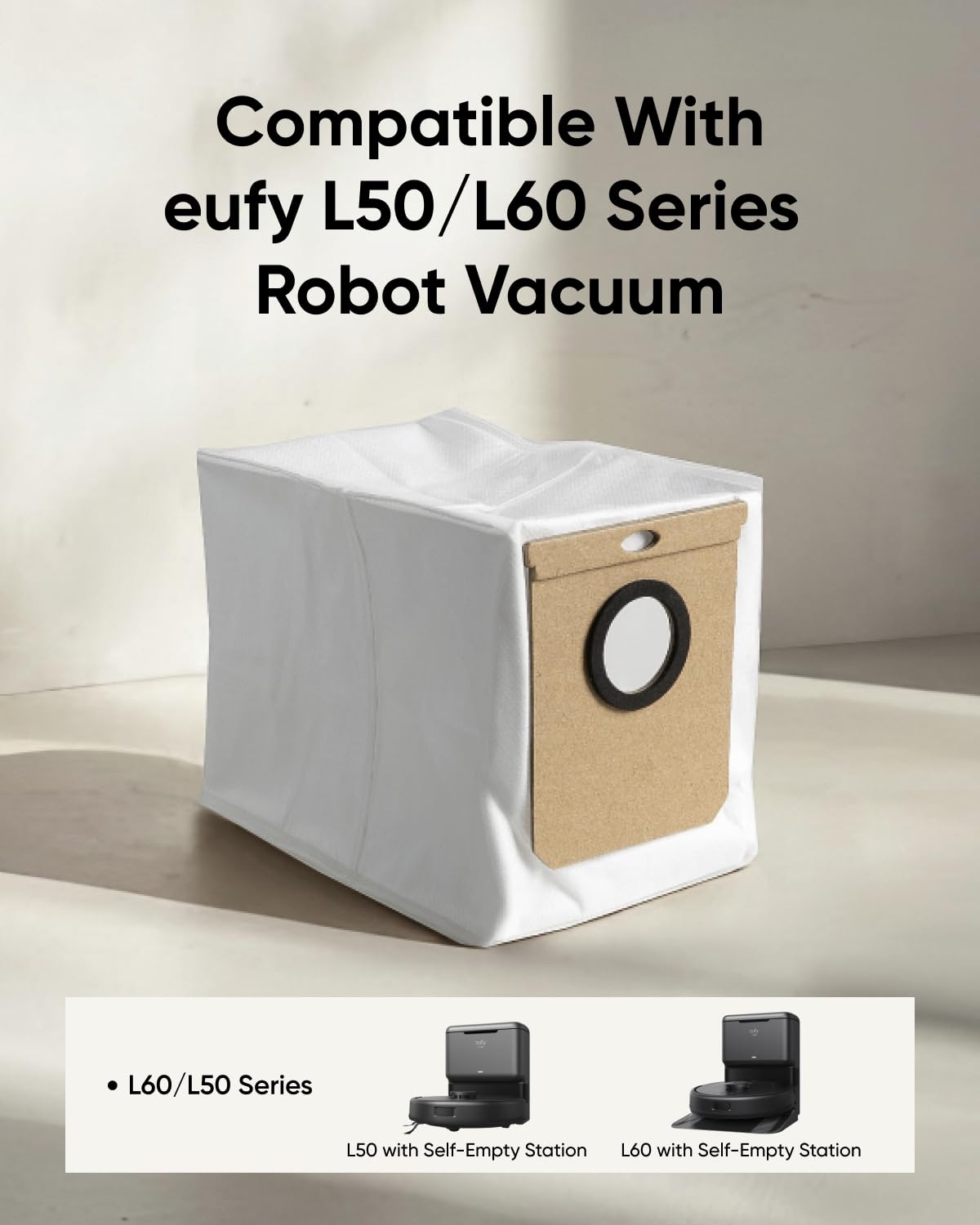 Eufy dust bags for L60/L50 sealed tightly to prevent dust escape.