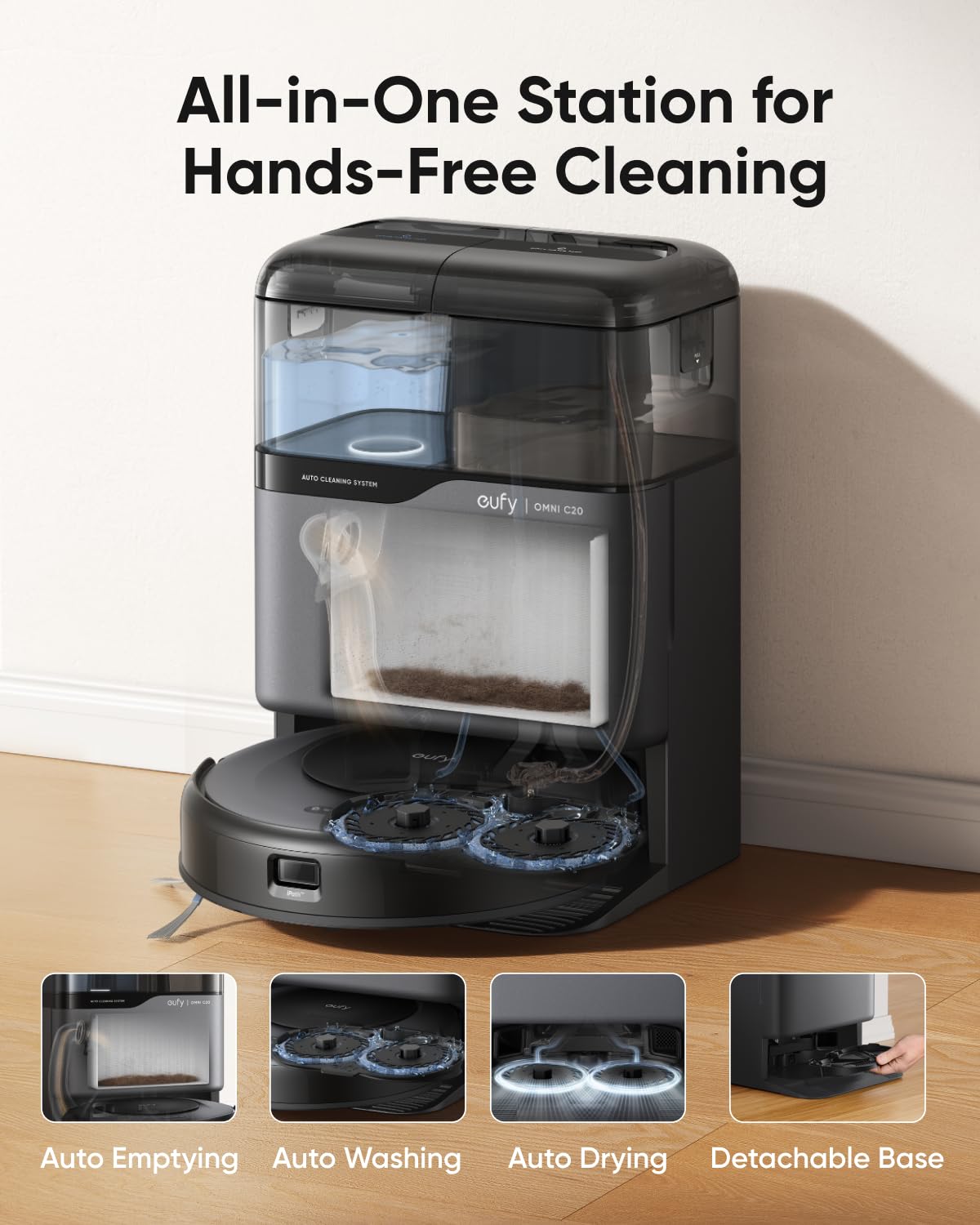 eufy Omni C20 washing and drying module keeps mop ready