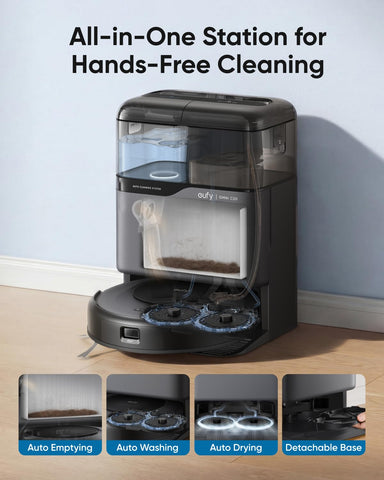 eufy Omni C20 mop pads are washed and dried for reuse