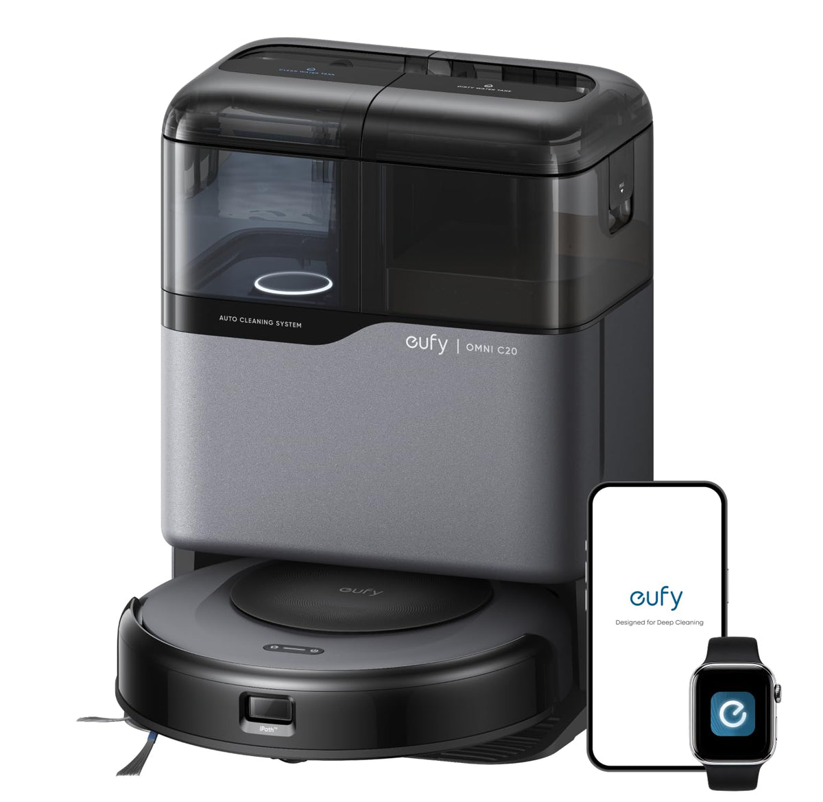 eufy Omni Station empties dust into a large bag for up to 60 days
