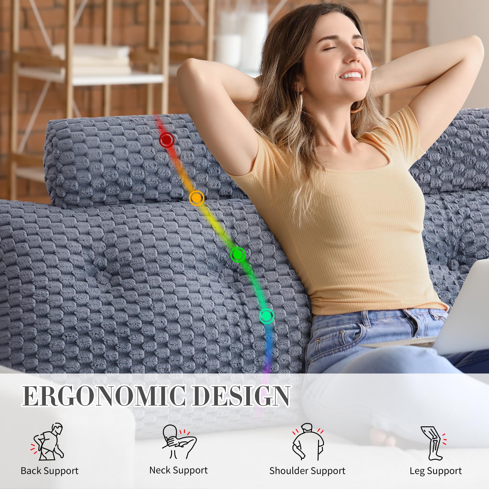 EUHAMS plush velvet headboard pillow delivers cozy back support during nightly lounging.