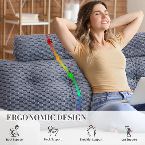 EUHAMS plush velvet headboard pillow delivers cozy back support during nightly lounging.