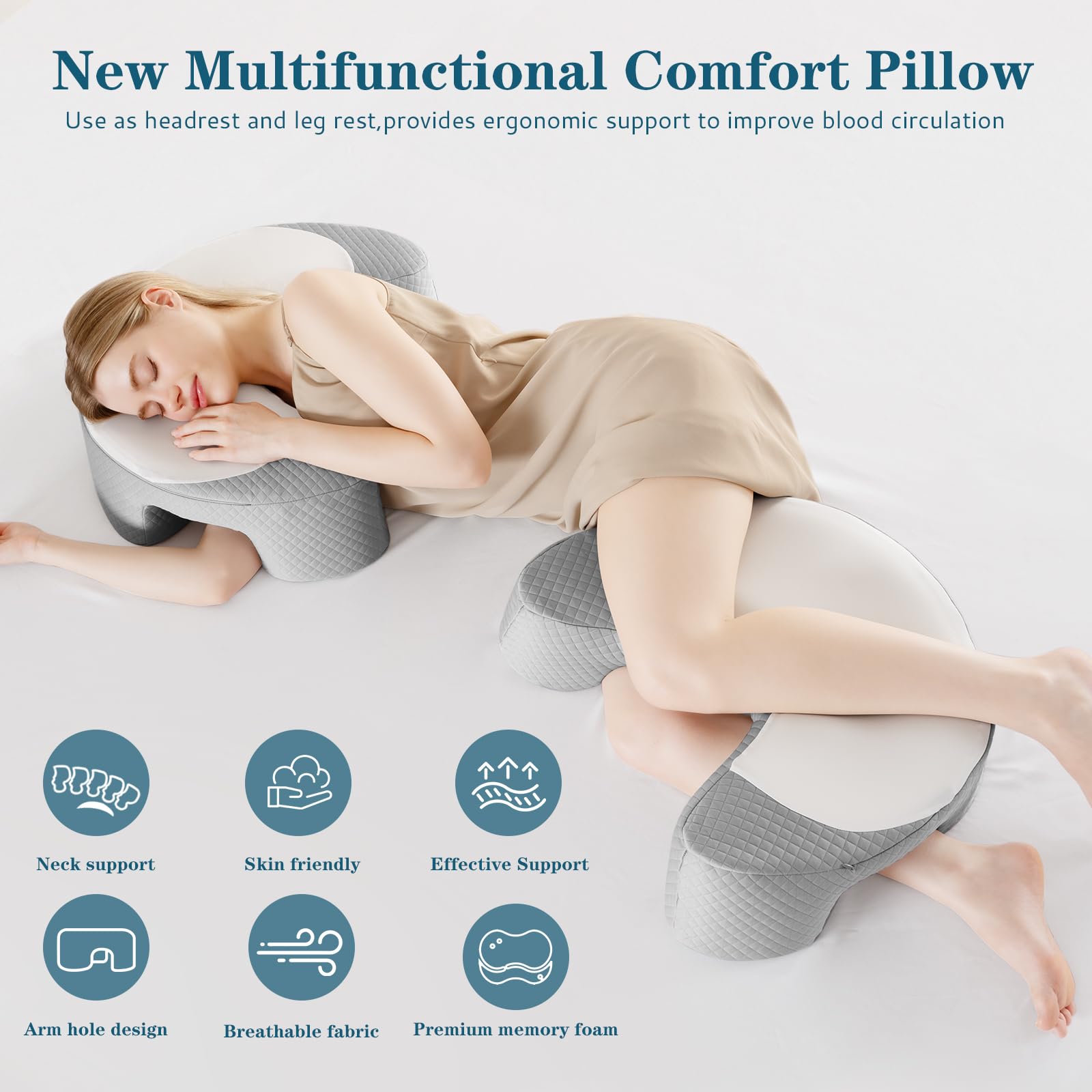 EUHAMS memory foam pillow contours head and neck for personalized support.