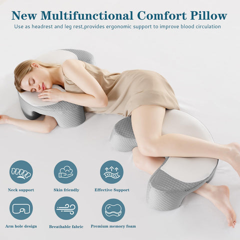 EUHAMS memory foam pillow contours head and neck for personalized support.