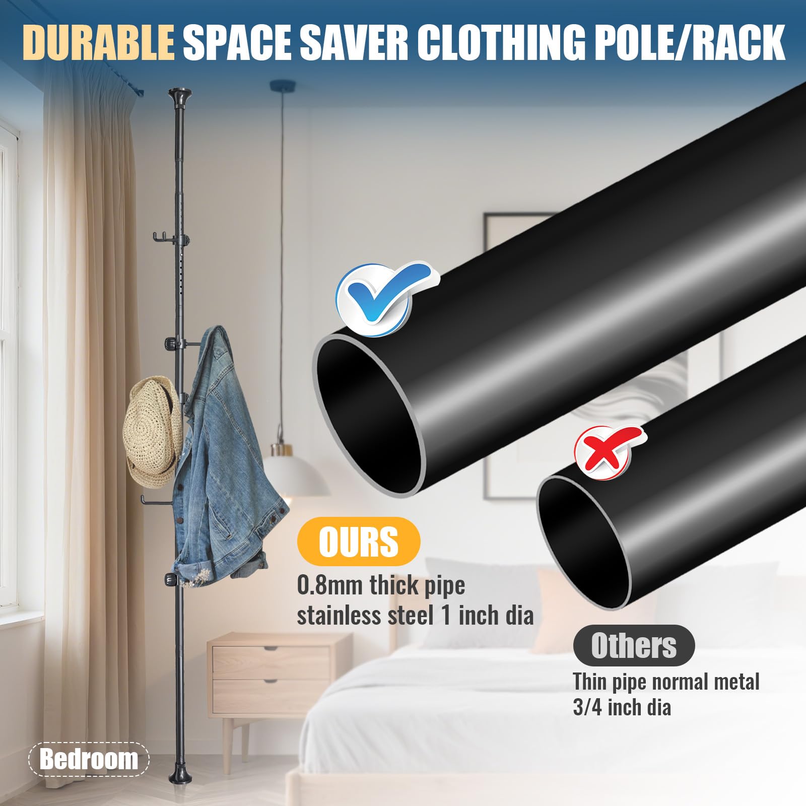 EUIJOIP space-saving freestanding rack ideal for apartments and small homes.