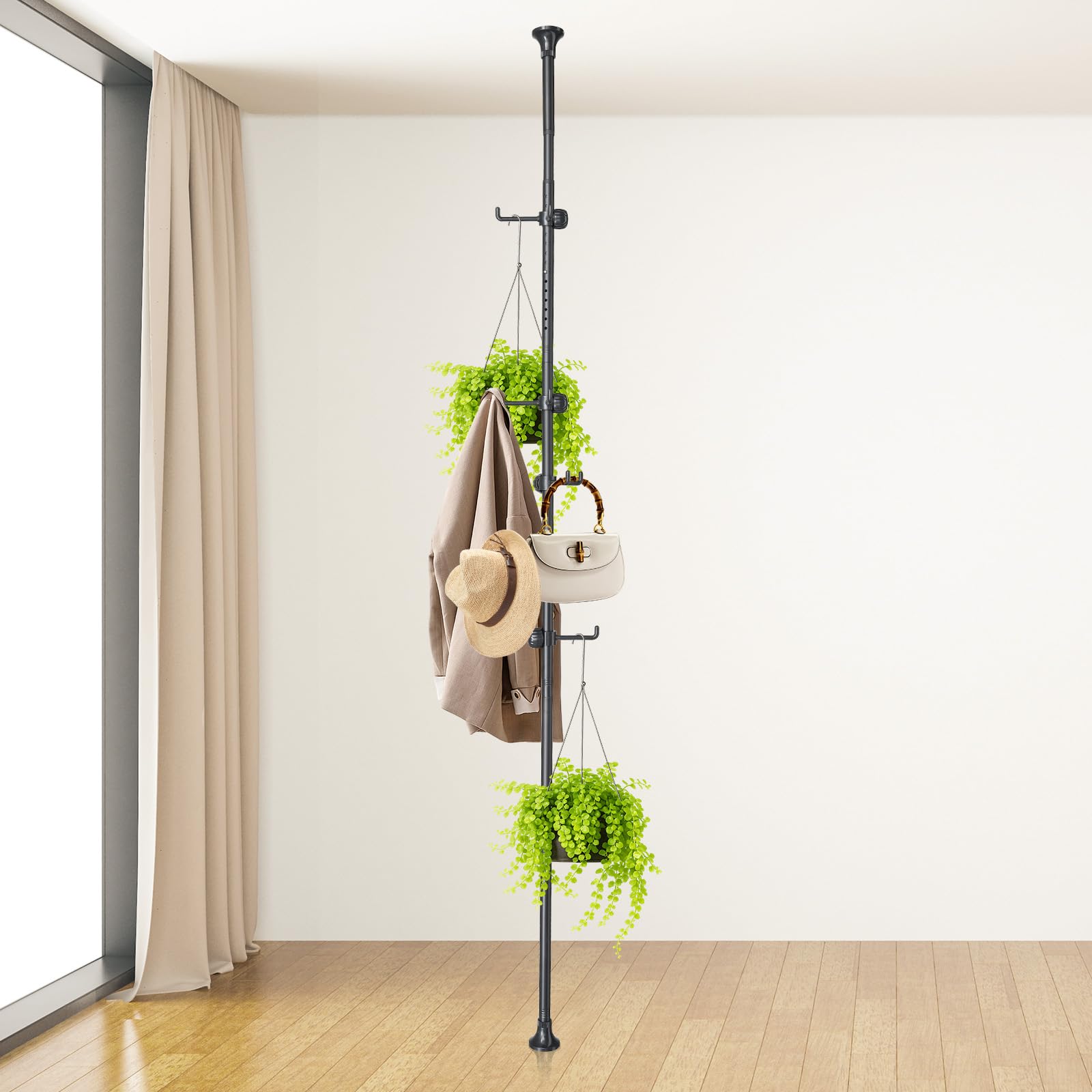 EUIJOIP coat rack with 12 hooks for organized entryway storage.
