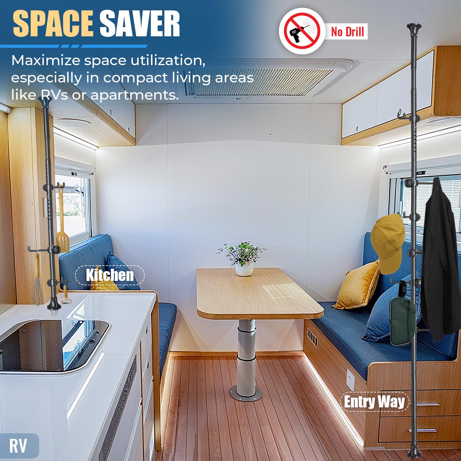EUIJOIP no-drill installation saves time and preserves walls.