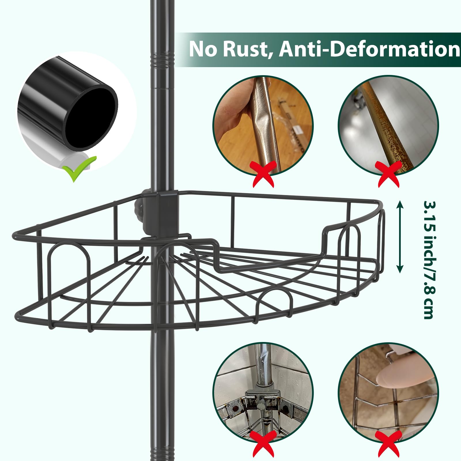 EUIJOIP rust-proof coated steel shower caddy maintains new look
