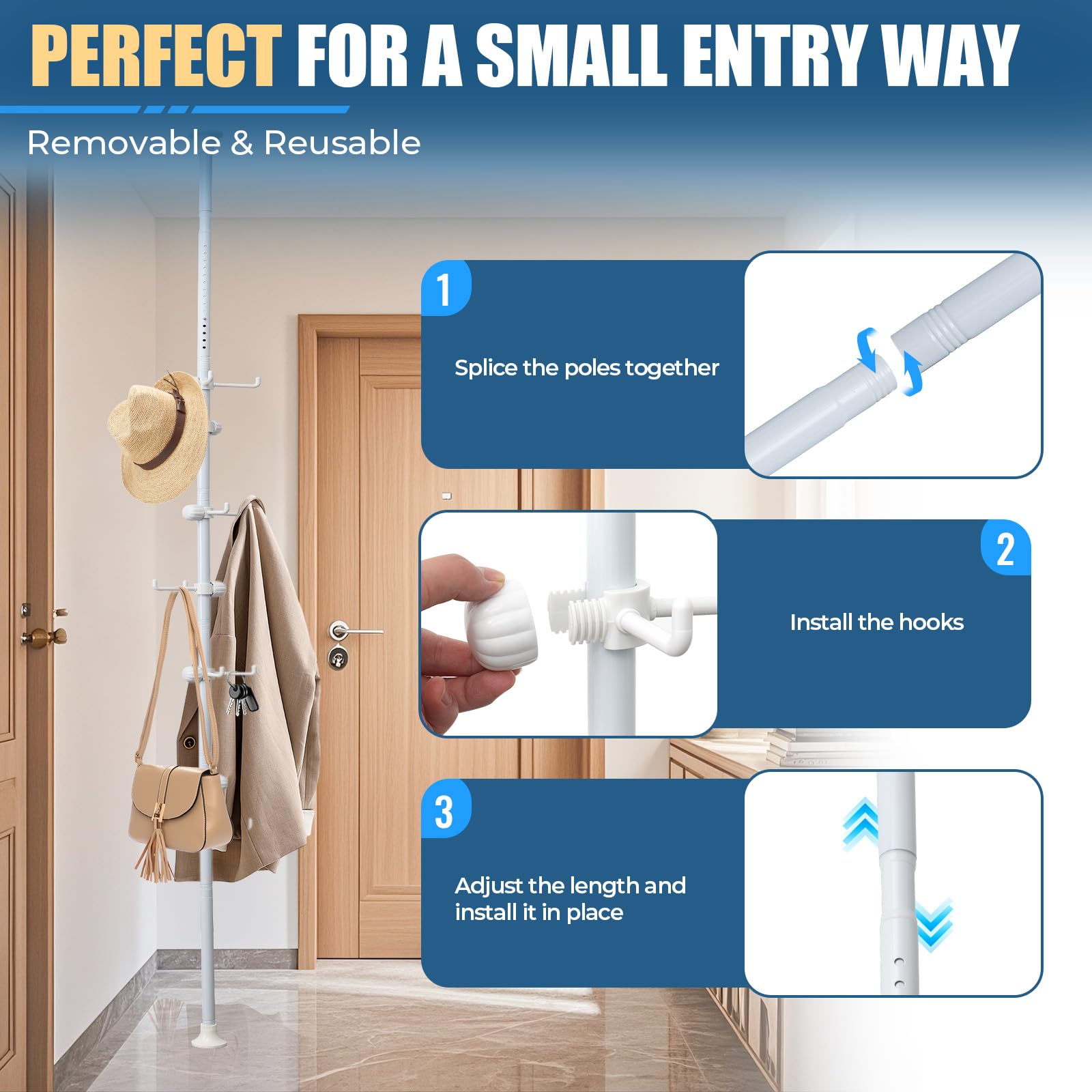 No-drill assembly lets renters set it up quickly.