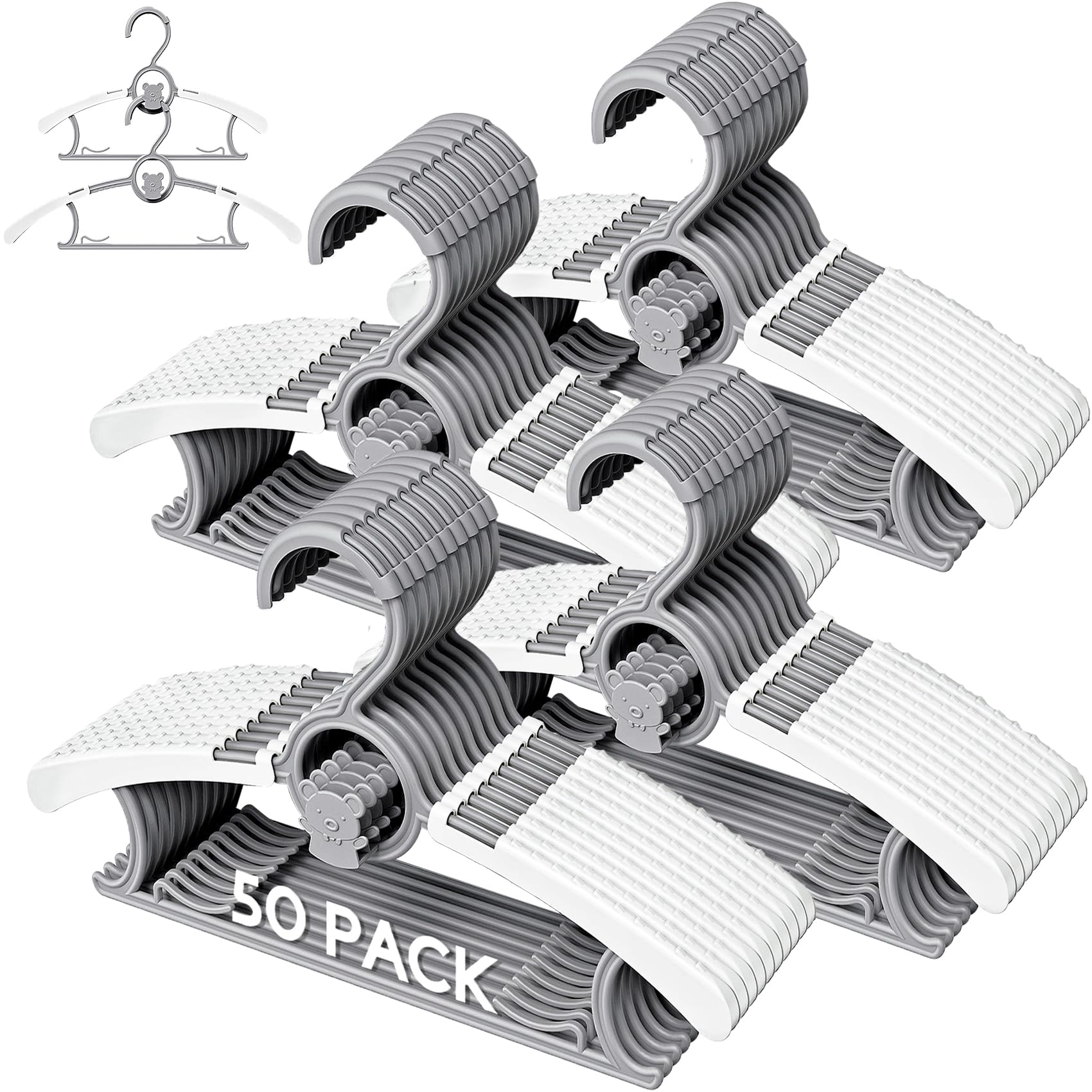 Eunhdet baby hangers with stackable design keep nursery outfits neatly organized.