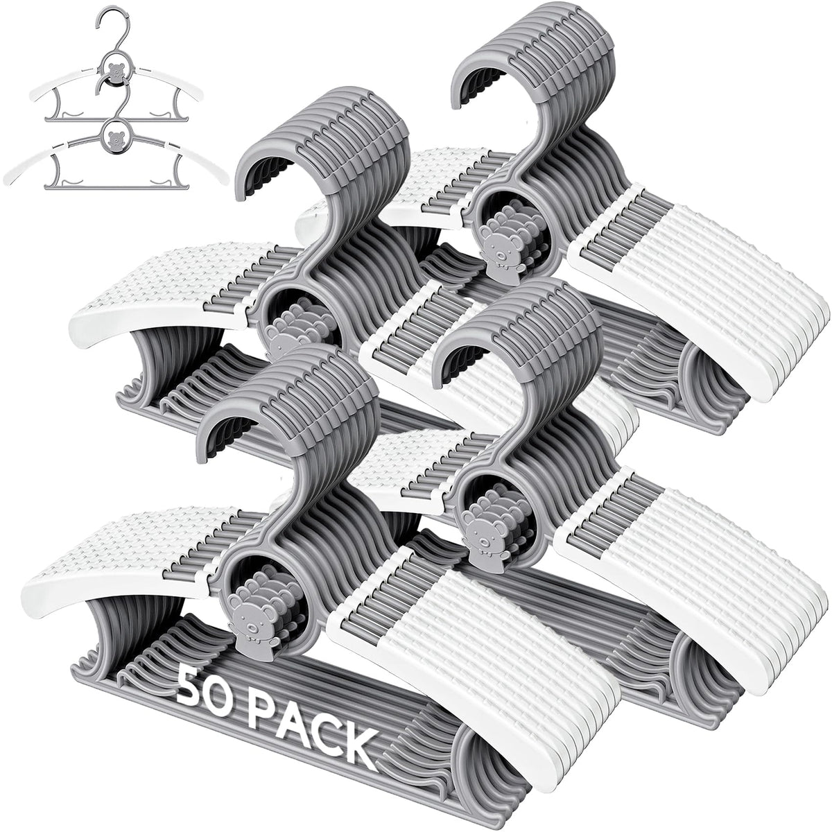 Eunhdet baby hangers with stackable design keep nursery outfits neatly organized.