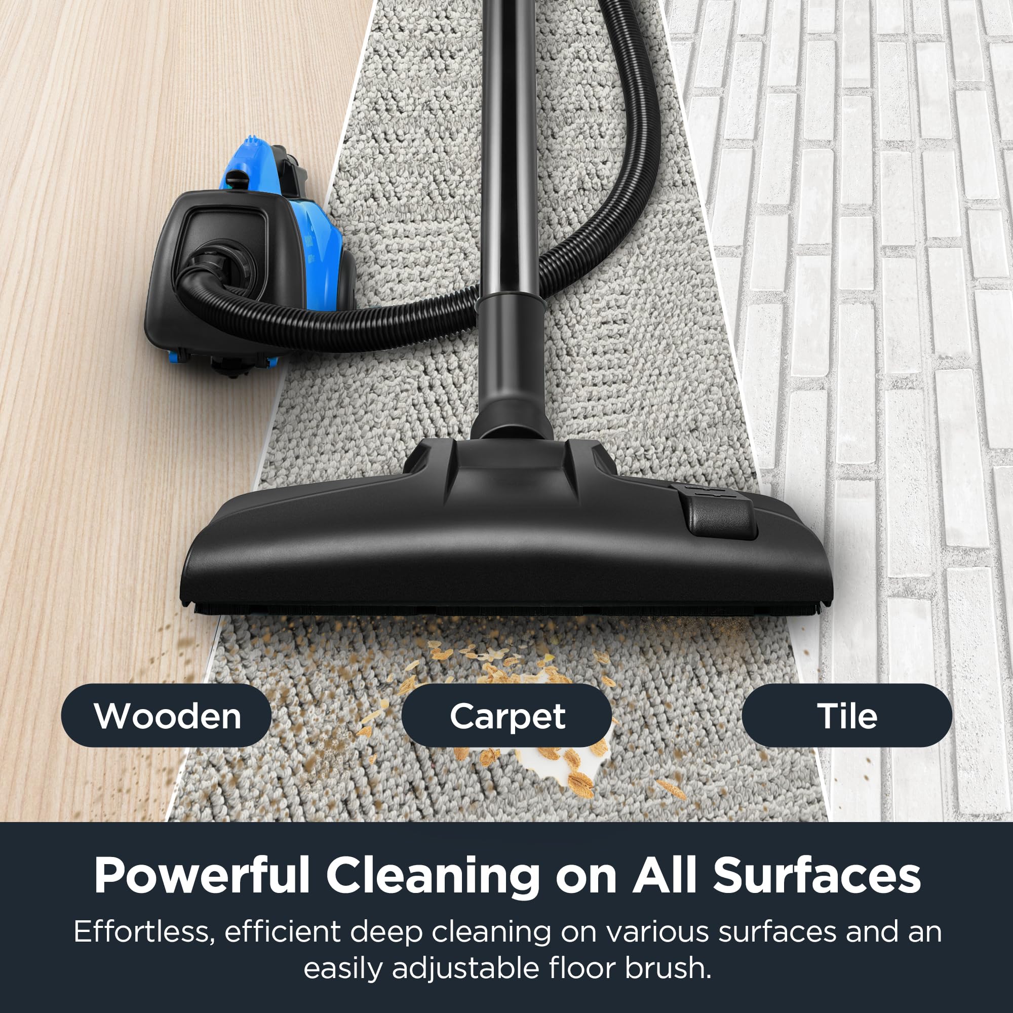 Eureka 3670H blue extension wand reaching high corners and ceilings