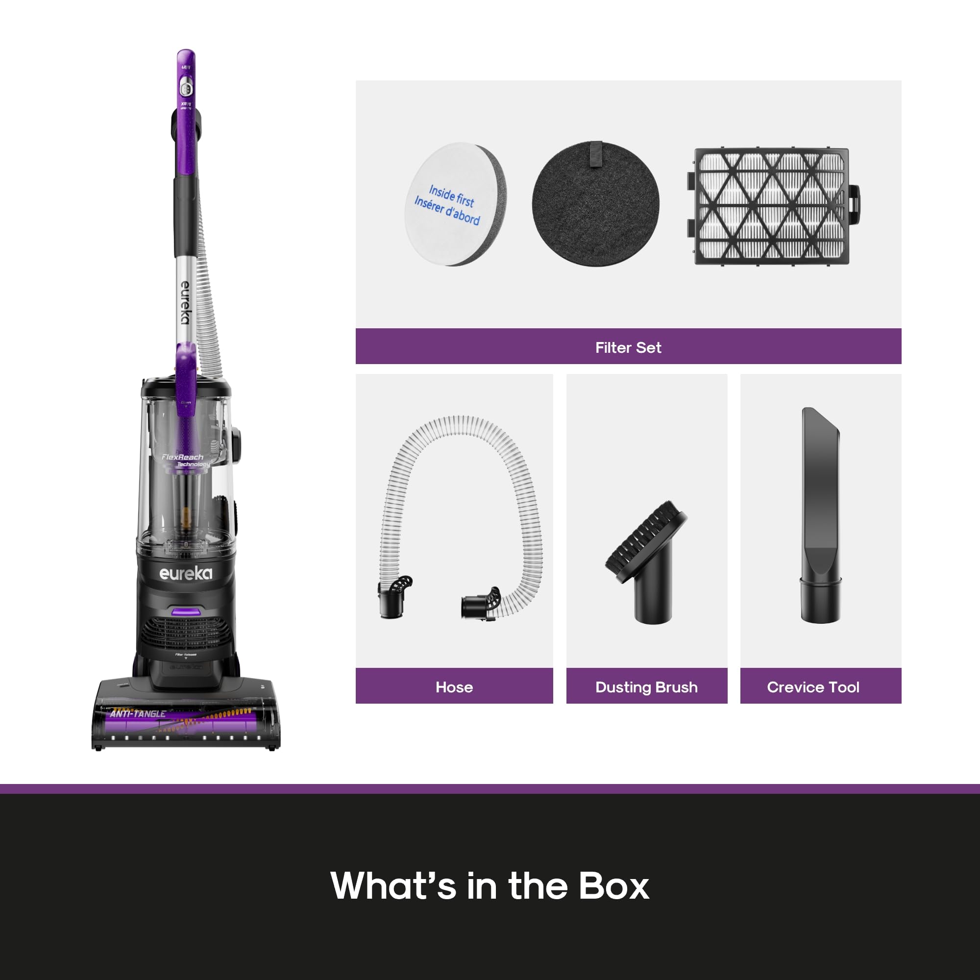 Eureka FlexReach under-furniture cleaning mode helps reach low areas with ease.