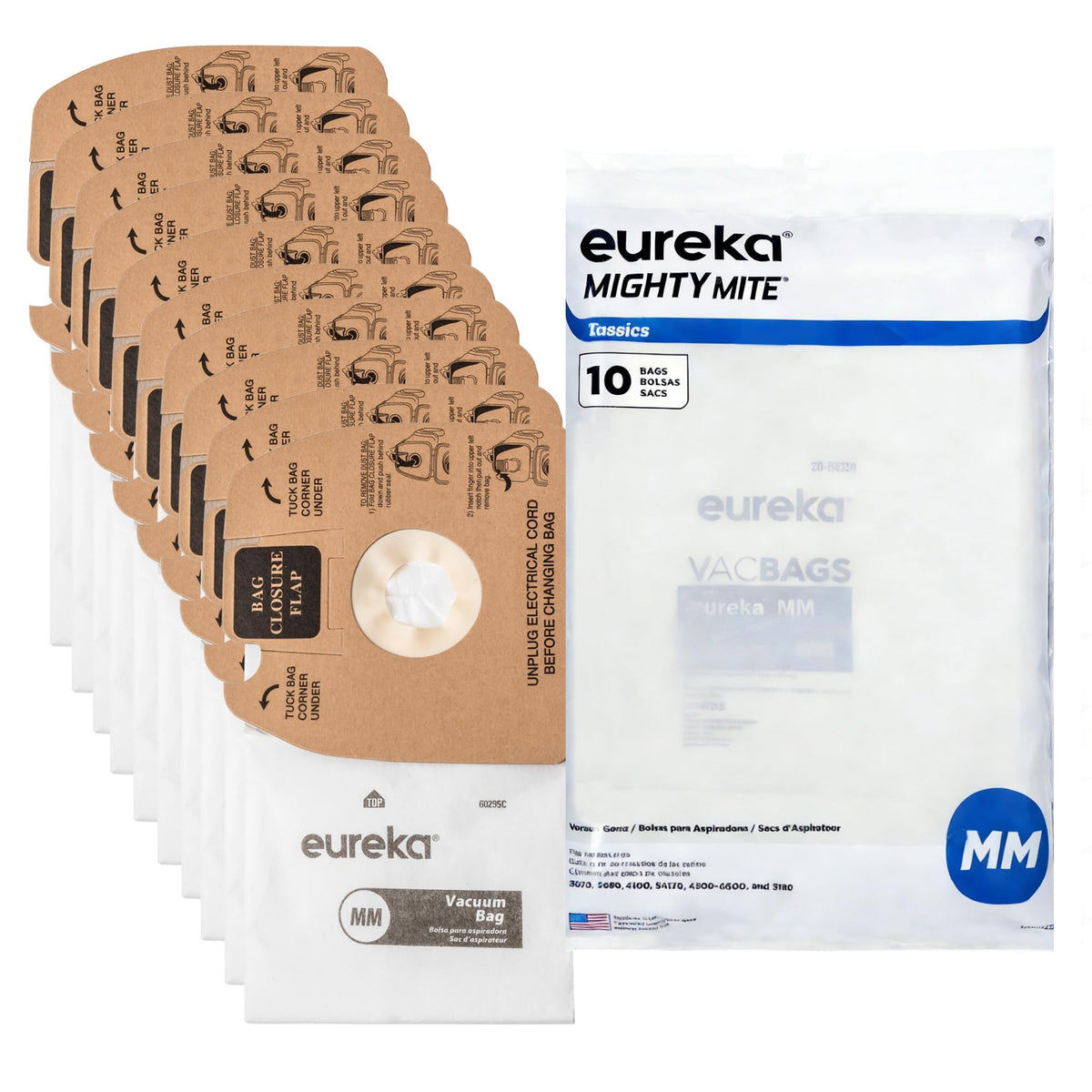 Eureka MM Vacuum 60297A Style-10 bags for Mighty Mite vacuums, improves dust containment.