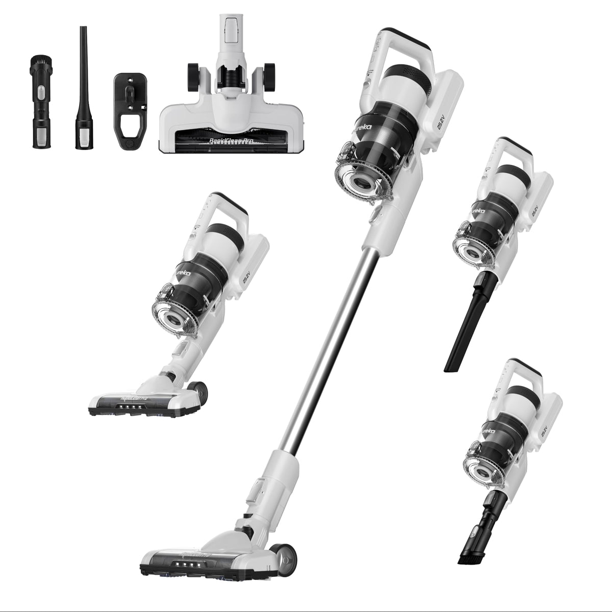 Eureka NEC280WH cordless vacuum with anti-tangle brushroll for pet hair cleanup.