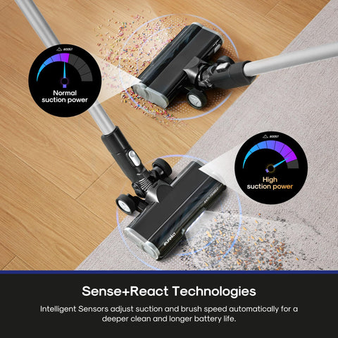 Eureka NEC451BL 350W suction with HEPA filtration captures fine particles.
