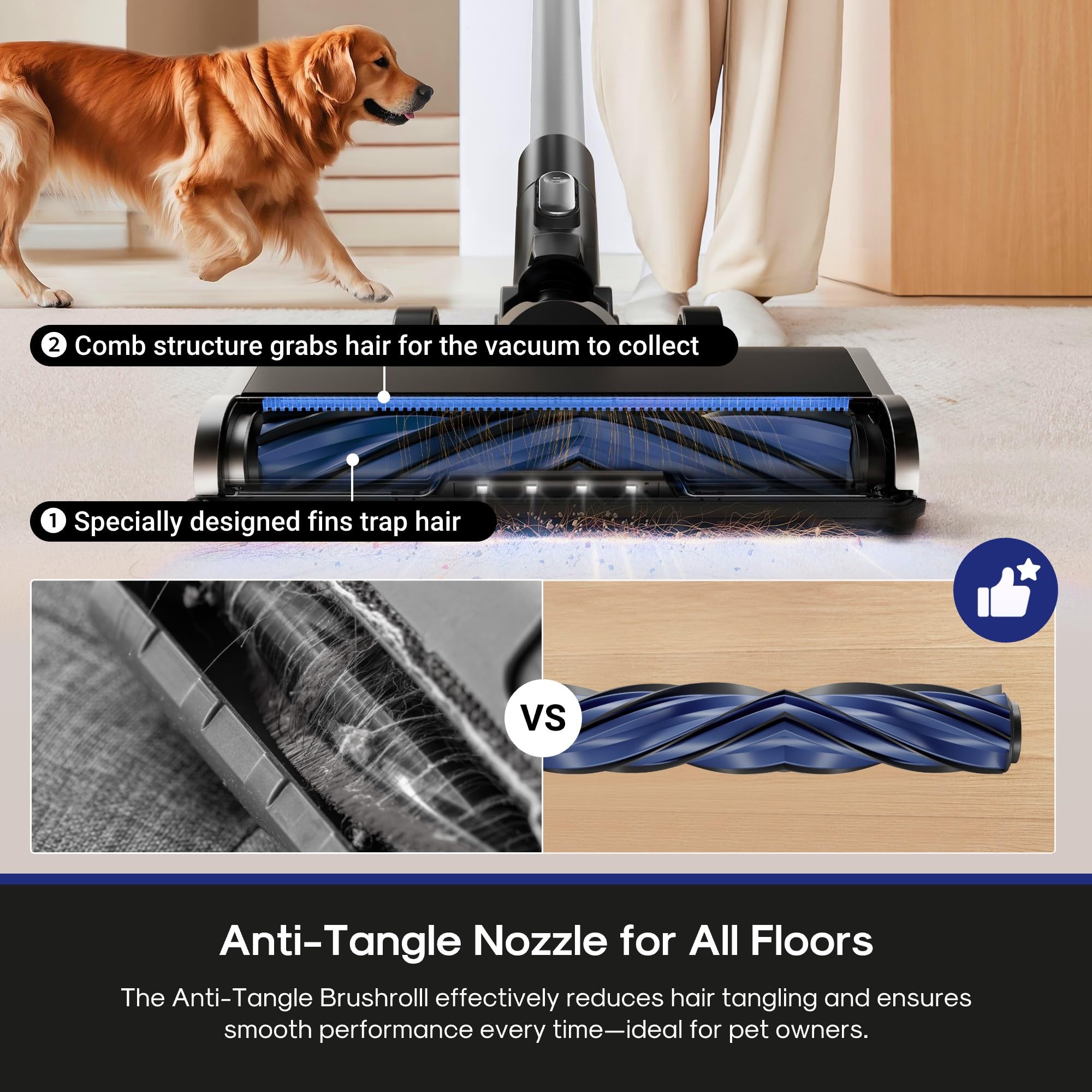 Eureka NEC451BL Smart Sense+React auto-adjust boosts suction on dirty areas.