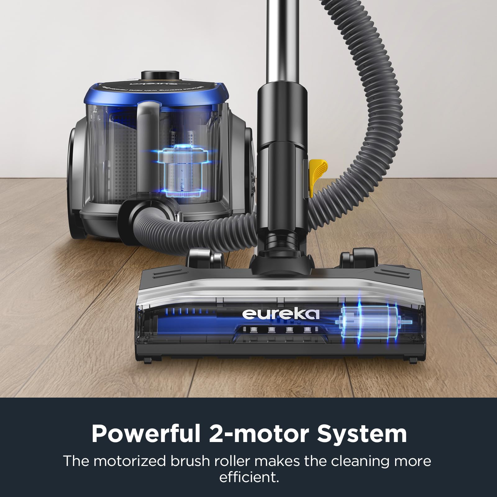 Eureka NEN186BL demonstrates 1000W suction power for carpets and hard floors