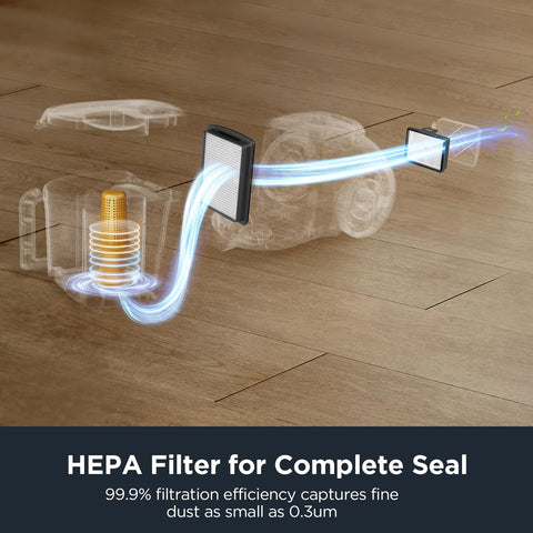 2L dust cup on Eureka NEN186BL for longer cleaning sessions without frequent empties