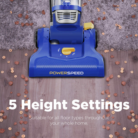 Eureka PowerSpeed 2.6 L dust cup reduces frequent emptying.